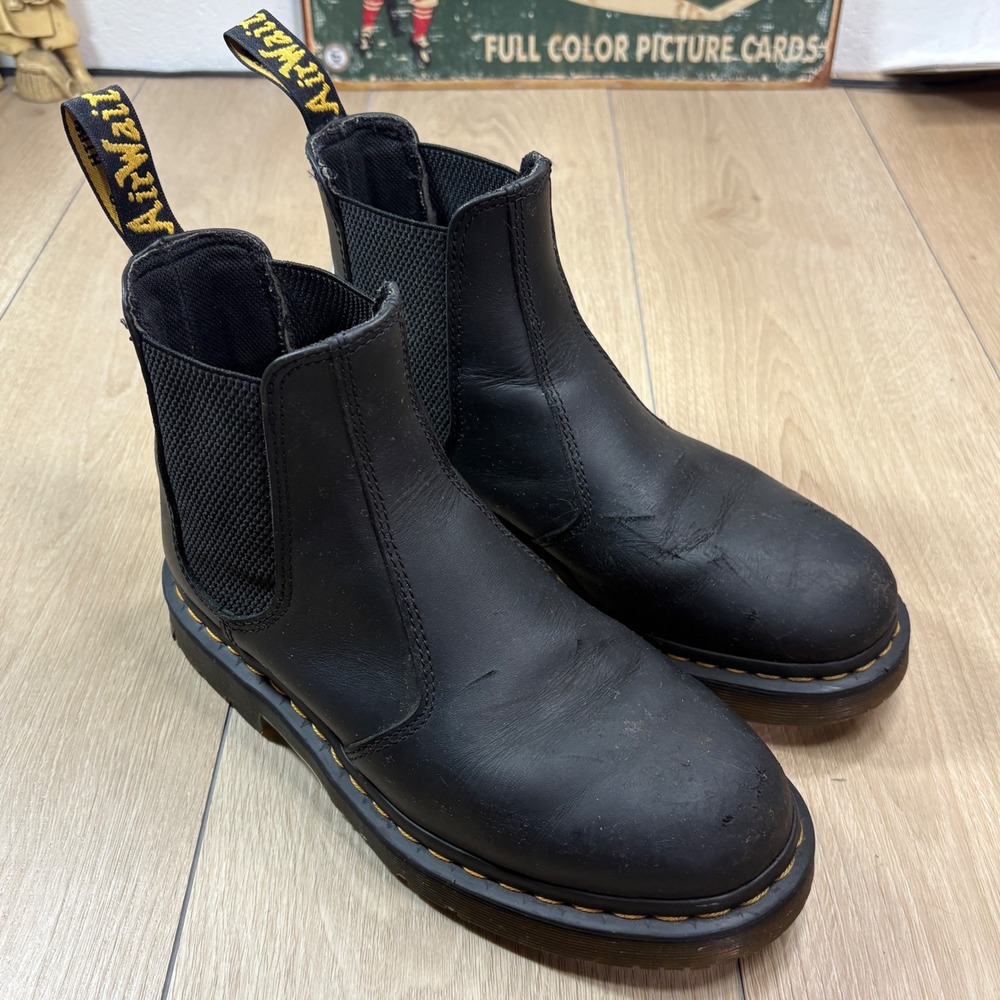 Dr. Martens 2976 Chelsea Boots Black Leather Slip Resistant Work Mens 7 US L 8